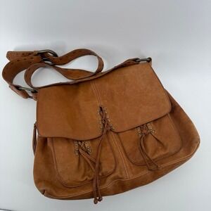 Rare Vintage Kooba Annie Oak Leather Crossbody Messenger Bag Cognac 40771